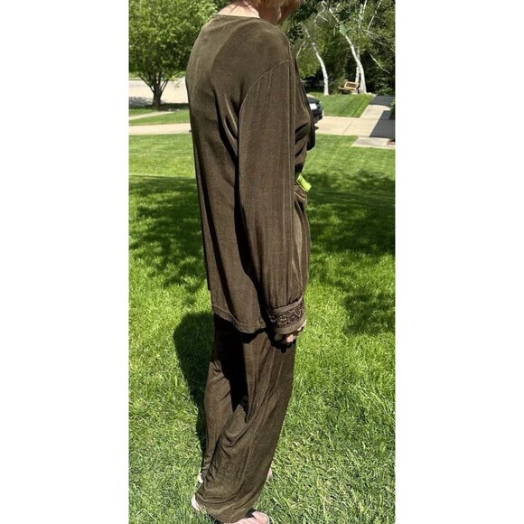 COLDWATER CREEK 2 Piece Vintage Set Size Medium Olive Beaded Sequins Long Sleeve - Picture 14 of 16